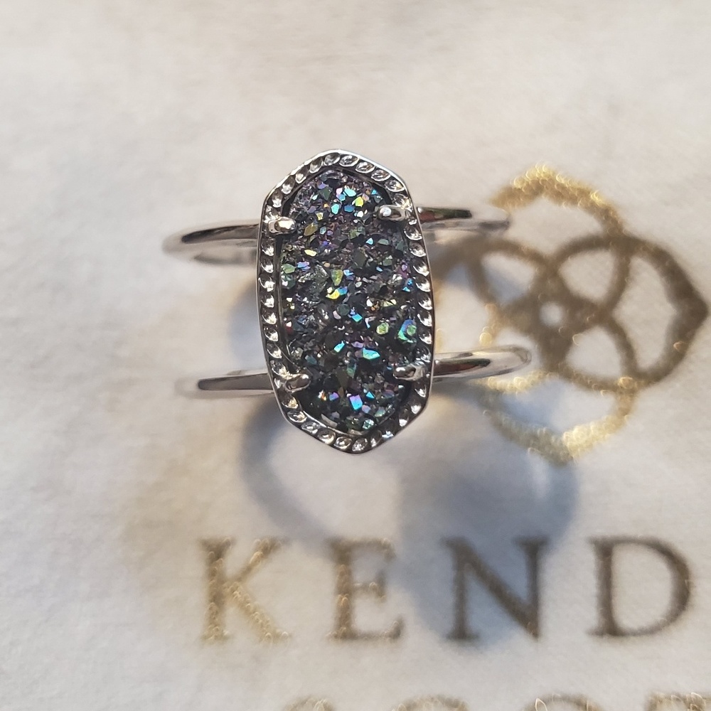 Elyse Ring in Silver: Midnight Drusy